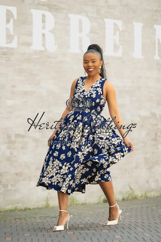 HIBO NAVY FLORAL DRESS Women’s Dress