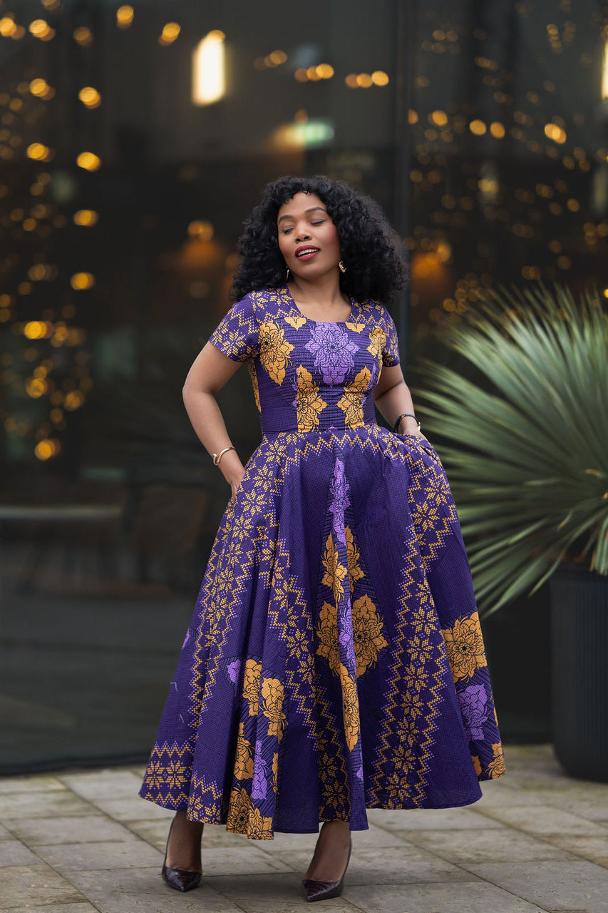 Majesty Purple Ankara Dress