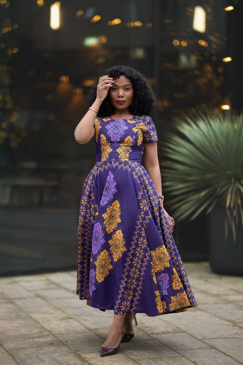 Majesty Purple Ankara Dress