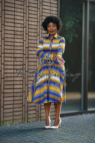 Julia Blue And Yellow Dress Apparel & Accessories