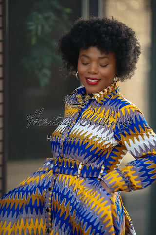 Julia Blue And Yellow Dress Apparel & Accessories