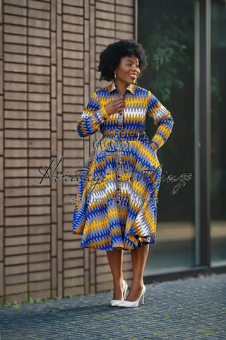 Julia Blue And Yellow Dress Apparel & Accessories