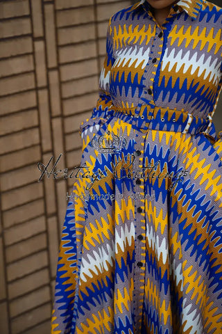 Julia Blue And Yellow Dress Apparel & Accessories