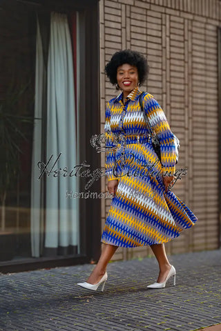 Julia Blue And Yellow Dress Apparel & Accessories