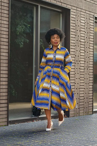 Julia Blue And Yellow Dress Apparel & Accessories