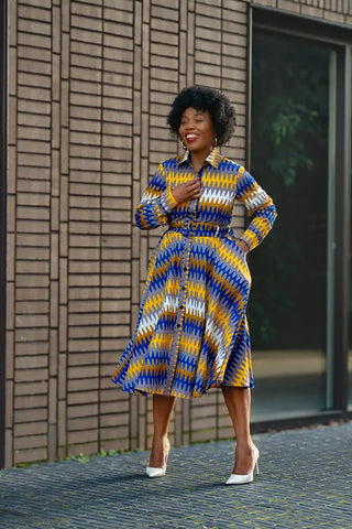 Julia Blue And Yellow Dress Apparel & Accessories