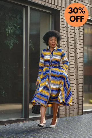 Julia Blue And Yellow Dress Apparel & Accessories