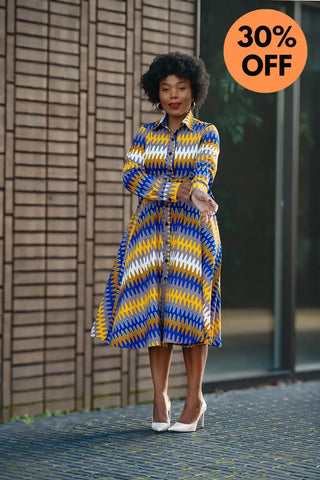 Julia Blue And Yellow Dress Apparel & Accessories