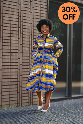 Julia Blue And Yellow Dress Apparel & Accessories