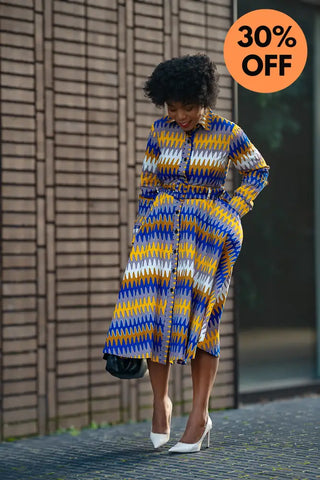 Julia Blue And Yellow Dress Apparel & Accessories