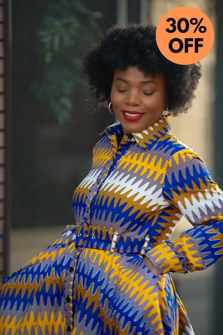 Julia Blue And Yellow Dress Apparel & Accessories