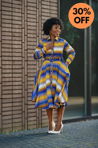 Julia Blue And Yellow Dress Apparel & Accessories