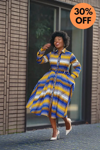 Julia Blue And Yellow Dress Apparel & Accessories