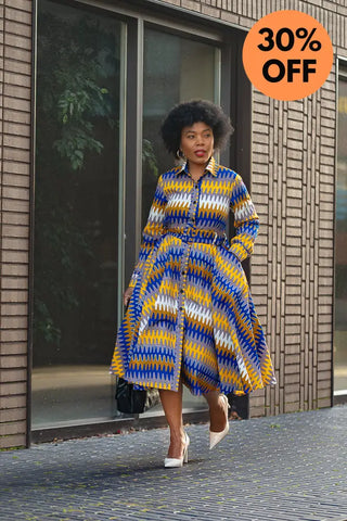Julia Blue And Yellow Dress Apparel & Accessories