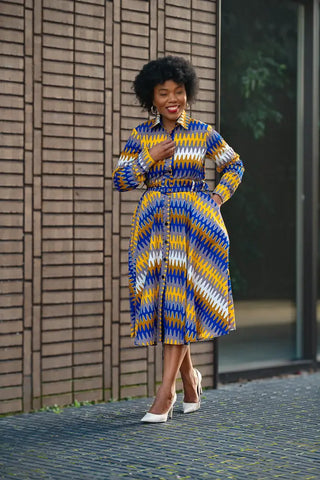 Julia Blue And Yellow Dress Apparel & Accessories
