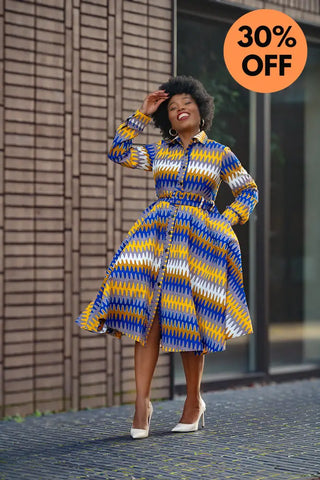 Julia Blue And Yellow Dress Apparel & Accessories