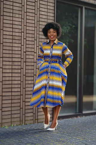 Julia Blue And Yellow Dress Apparel & Accessories