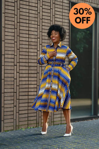 Julia Blue And Yellow Dress Apparel & Accessories