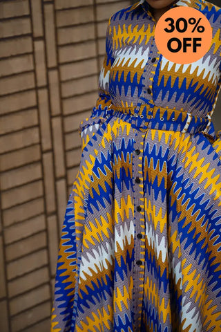 Julia Blue And Yellow Dress Apparel & Accessories