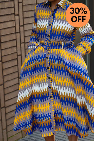 Julia Blue And Yellow Dress Apparel & Accessories