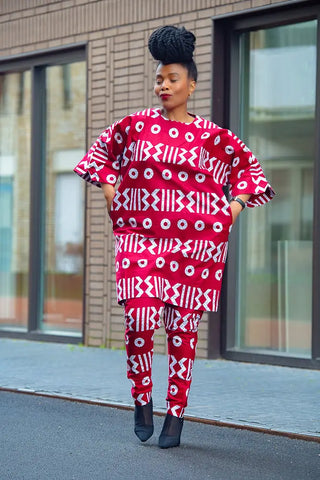 Kemi Two Piece Burgundy Set