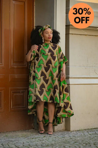 Kenya Green And Black Hi Low Dress Women’s Dress