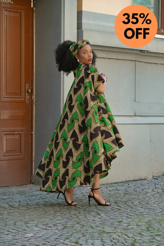 Kenya Green And Black Hi Low Dress Women’s Dress