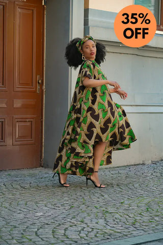 Kenya Green And Black Hi Low Dress Women’s Dress