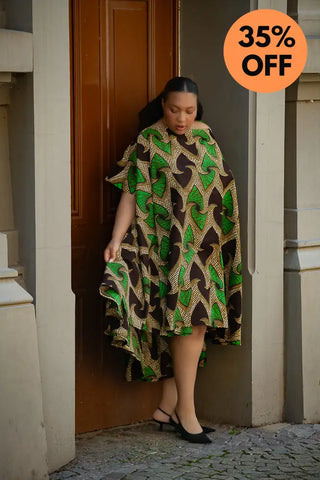 Kenya Green And Black Hi Low Dress Women’s Dress