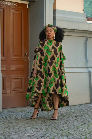 Kenya Green And Black Hi Low Dress Women’s Dress