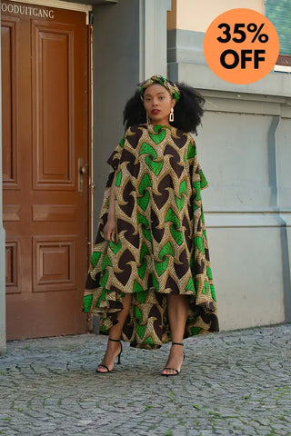 Kenya Green And Black Hi Low Dress Women’s Dress