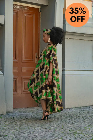 Kenya Green And Black Hi Low Dress Women’s Dress