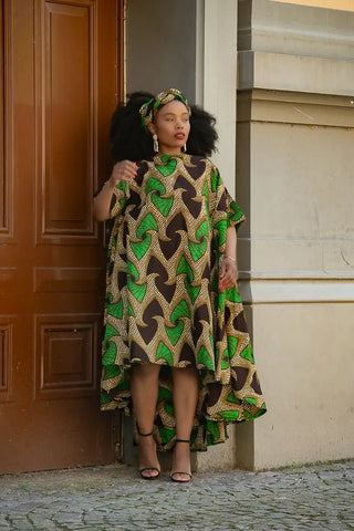 Kenya Green And Black Hi Low Dress Women’s Dress