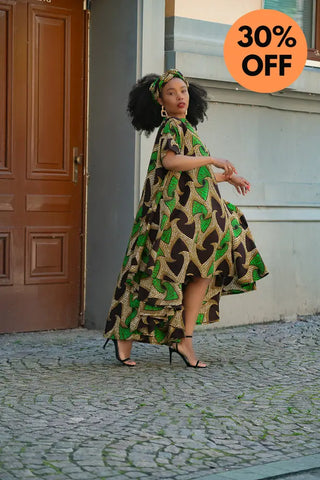 Kenya Green And Black Hi Low Dress Women’s Dress