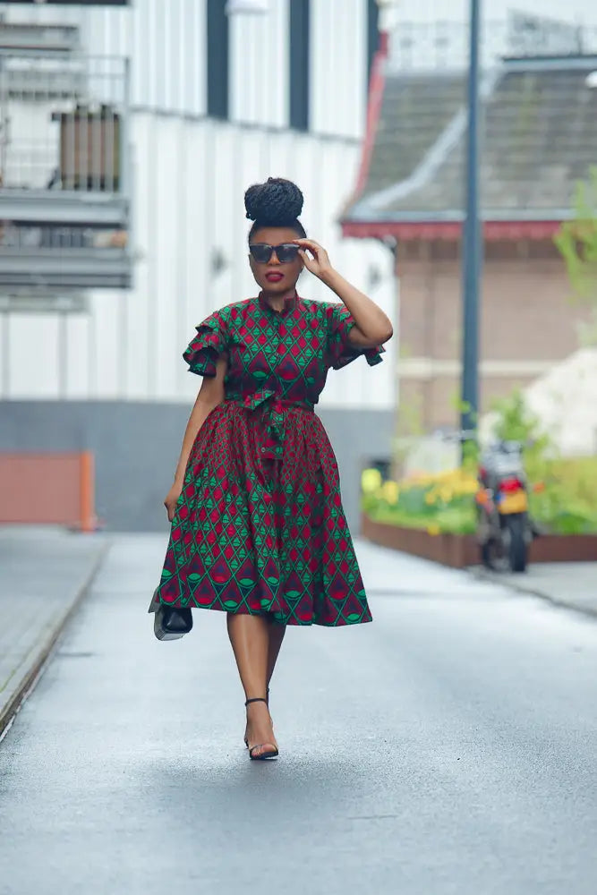 red and green combination dress Green Pink Combination Dress