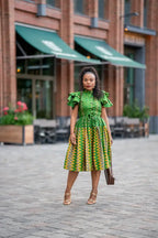 LANRE GREEN AND YELLOW DRESS Women’s Dress