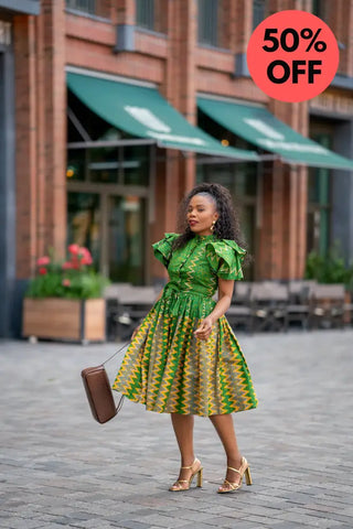 LANRE GREEN AND YELLOW DRESS Women’s Dress