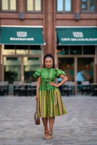 LANRE GREEN AND YELLOW DRESS Women’s Dress