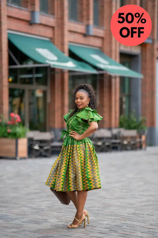 LANRE GREEN AND YELLOW DRESS Women’s Dress