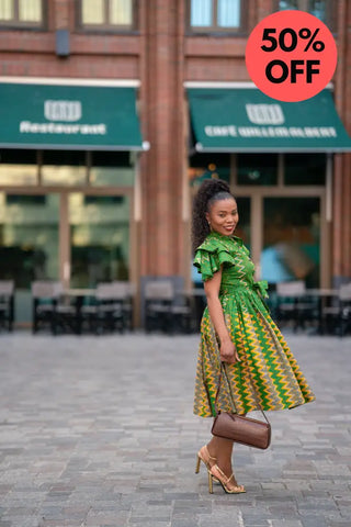 LANRE GREEN AND YELLOW DRESS Women’s Dress