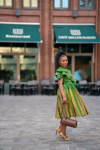 LANRE GREEN AND YELLOW DRESS Women’s Dress