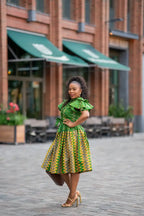 LANRE GREEN AND YELLOW DRESS Women’s Dress