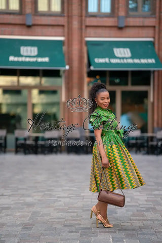LANRE GREEN AND YELLOW DRESS Women’s Dress