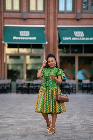 LANRE GREEN AND YELLOW DRESS Women’s Dress