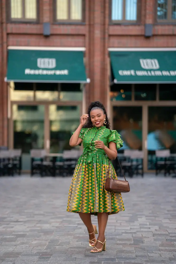LANRE GREEN AND YELLOW DRESS Women’s Dress