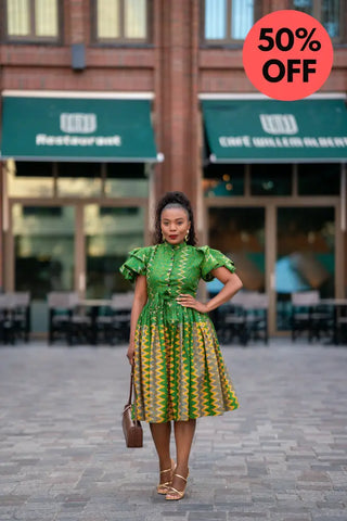 LANRE GREEN AND YELLOW DRESS Women’s Dress