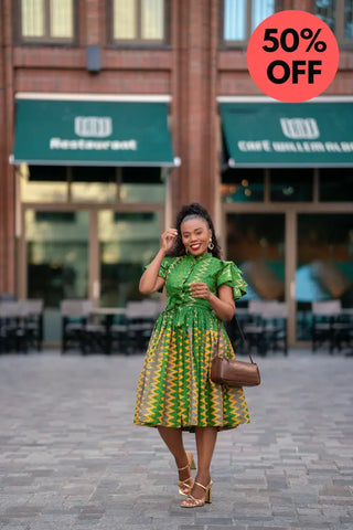 LANRE GREEN AND YELLOW DRESS Women’s Dress