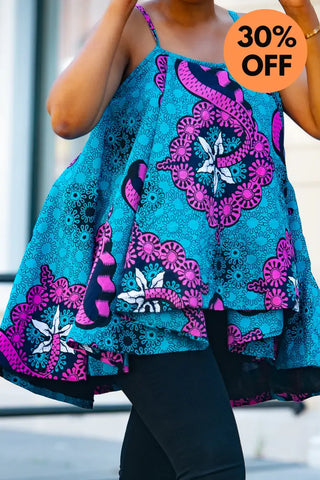 Leena Blue And Pink Flare Top Women’s Dress