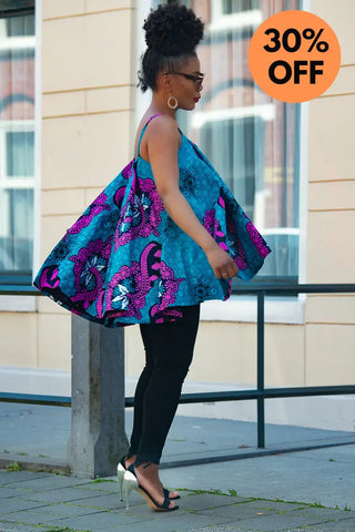 Leena Blue And Pink Flare Top Women’s Dress