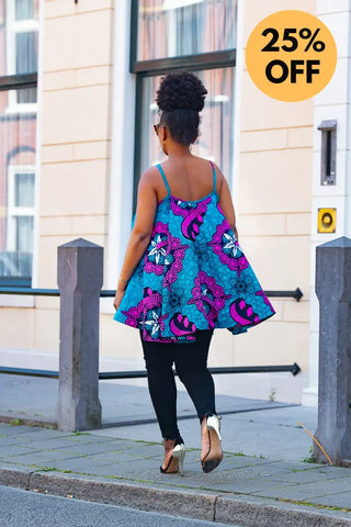 Leena Blue And Pink Flare Top Women’s Dress